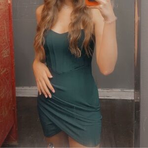 Windsor Hunter Green Corset Mini Dress Size Small